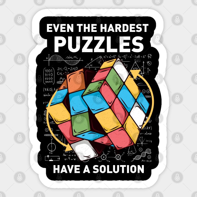 Even The Hardest Puzzles Have Solution Math Speed Cubing 4x4 Sticker by badCasperTess